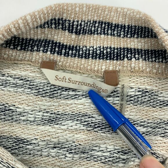 Soft Surroundings Beige Gray Striped Sweater Women’s - Picture 6 of 7